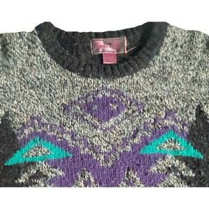 Vintage 90s Abstract 3D Knit Sweater Men's S Coogi Biggie Cosby Style Geometric